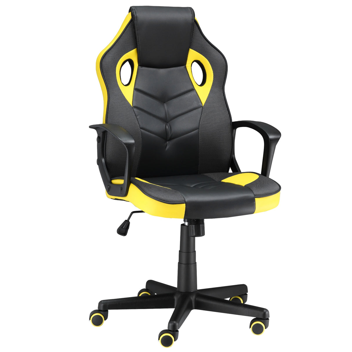 easycomfort easycomfort sedia gaming ergonomica poltrona da ufficio girevole con rotelle in similpelle nera e gialla altezza regolabile