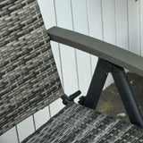 easycomfort easycomfort sedia pieghevole da giardino in rattan pe con braccioli e schienale reclinabile grigio ean 8054144139258