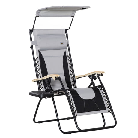 easycomfort easycomfort sedia sdraio da giardino zero gravity pieghevole e reclinabile con tettuccio poggiatesta e porta bicchieri grigio chiaro