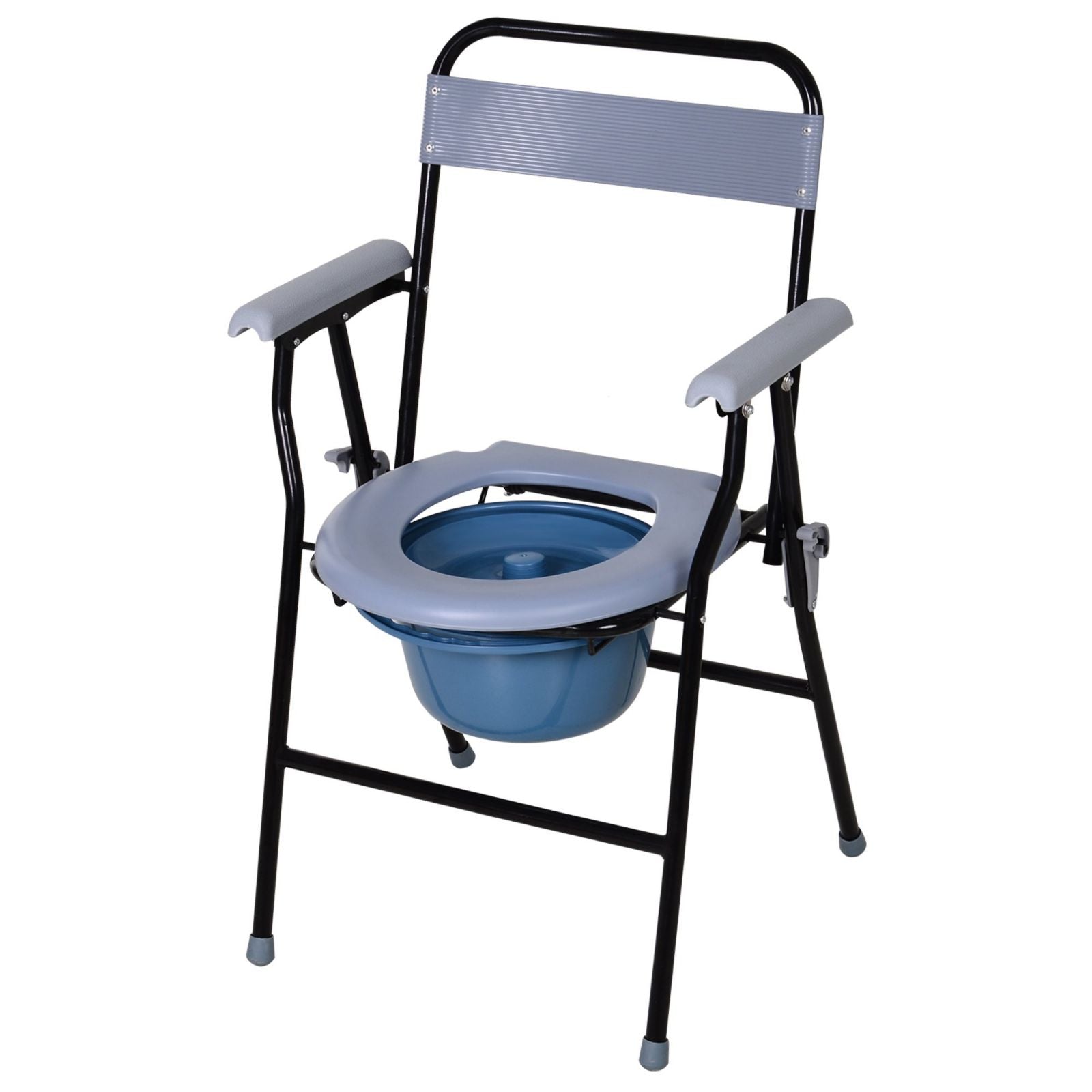 EASYCOMFORT Sedia WC Pieghevole con Vaso Rimovibile per Anziani e Disabili  in Tubi di Ferro e Plastica 52 x 50 x 75cm