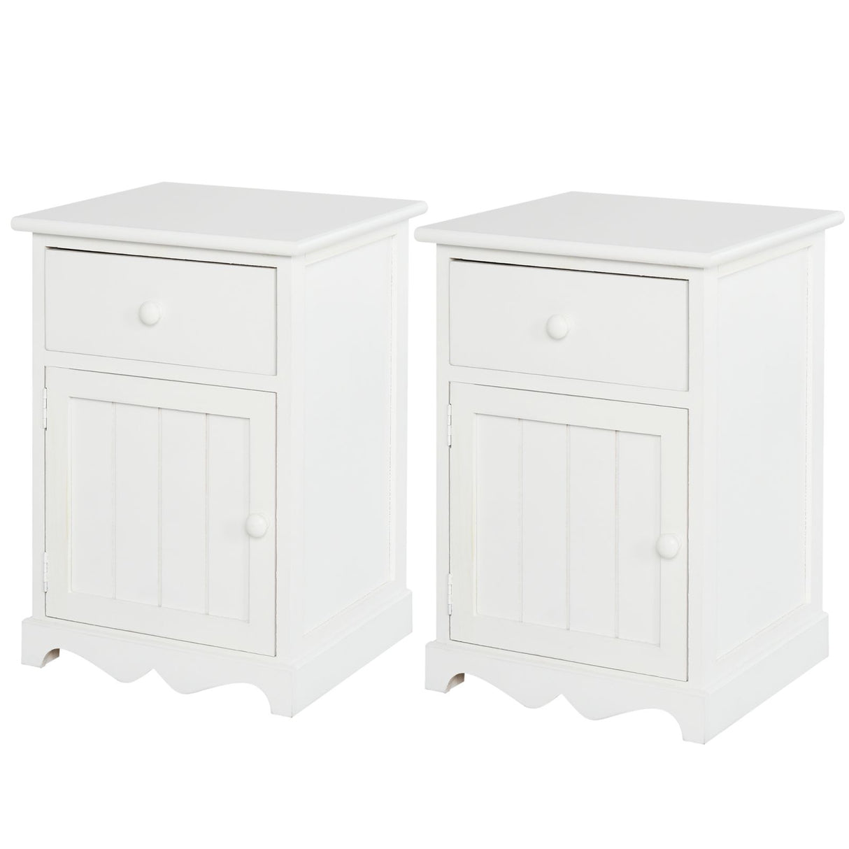 easycomfort easycomfort set 2 comodini in legno bianco con 1 cassetto e 1 antina in stile retro ean 8054144134574