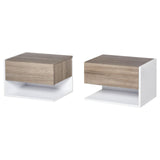 easycomfort easycomfort set 2 comodini sospesi a parete con cassetto e mensola bianco e rovere ean 8054111845663