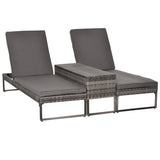 easycomfort easycomfort set 2 lettini prendisole con tavolino in pe rattan grigio