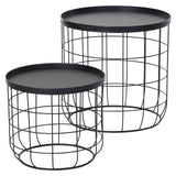 easycomfort easycomfort set 2 pezzi tavolini da caffe in metallo nero 50x50cm 41 5x35 5cm ean 8054144136899