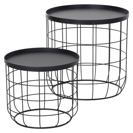 easycomfort easycomfort set 2 pezzi tavolini da caffe in metallo nero 50x50cm 41 5x35 5cm ean 8054144136899