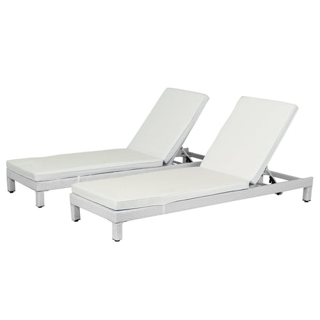 easycomfort easycomfort set 2 sdraio da giardino in pe rattan con cuscino imbottito bianco ean 8055776914060