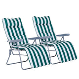 easycomfort easycomfort set 2 sedie a sdraio pieghevoli reclinabili con imbottitura a righe e braccioli bianco e verde ean 8054144138640