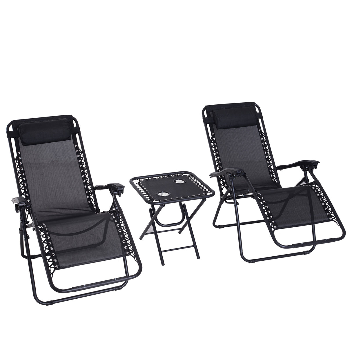 easycomfort easycomfort set 2 sedie a sdraio zero gravity con tavolino in tessuto di texteline nero ean 8054144136745