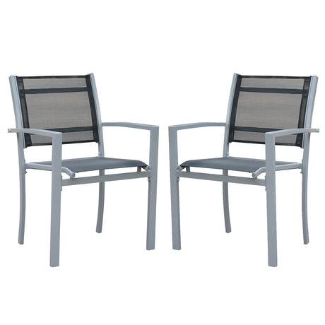 easycomfort easycomfort set 2 sedie da esterno in textilene e acciaio nero e grigio ean 8054144134116