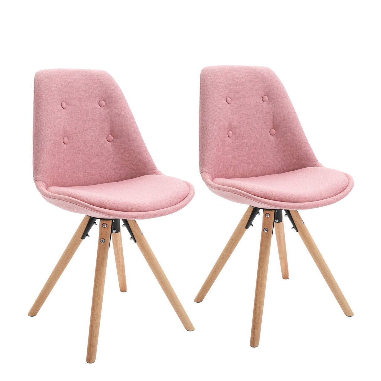 easycomfort easycomfort set 2 sedie imbottite con gambe in legno e rivestimento rosa ean 8055776913841