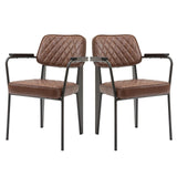 easycomfort easycomfort set 2 sedie imbottite stile vintage in acciaio pelle marrone per sala da pranzo ean 8055776913889