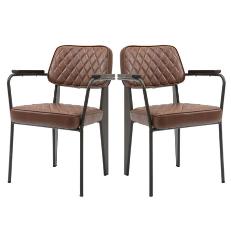 easycomfort easycomfort set 2 sedie imbottite stile vintage in acciaio pelle marrone per sala da pranzo ean 8055776913889