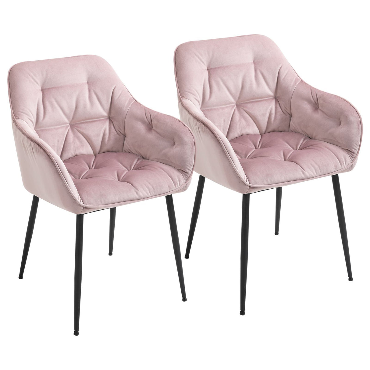 easycomfort easycomfort set 2 sedie moderne imbottite stile nordico in velluto e metallo rosa ean 8055776915449