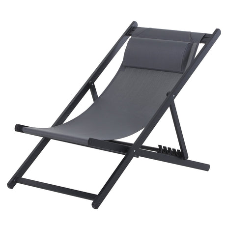 easycomfort easycomfort set 2 sedie sdraio pieghevoli in alluminio e texilene grigio ean 8054144132068