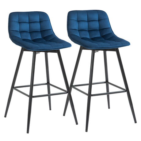easycomfort easycomfort set 2 sgabelli da bar sedie imbottite stile nordico velluto blu ean 8055776912233