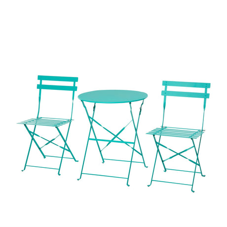 easycomfort easycomfort set 3 pezzi tavolino con sedie da giardino pieghevoli in metallo verde ean 8054111846653