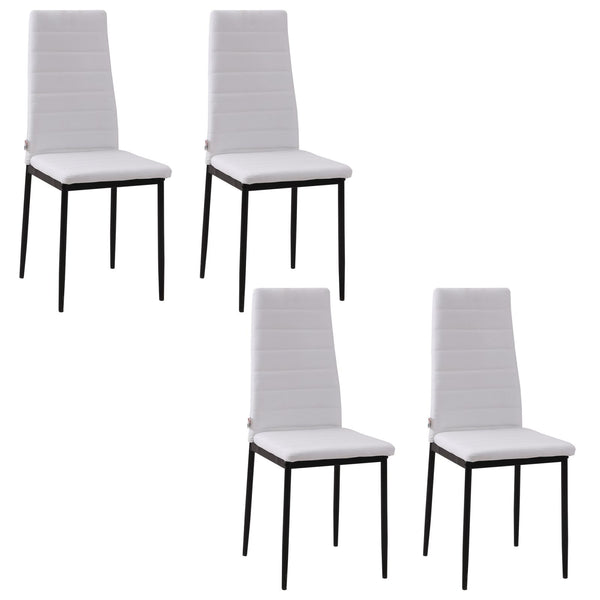 EASYCOMFORT Set 4 Sedie Imbottite per Soggiorno o Sala da Pranzo, Sedie da  Cucina Moderne, in Metallo e Tessuto Bianco