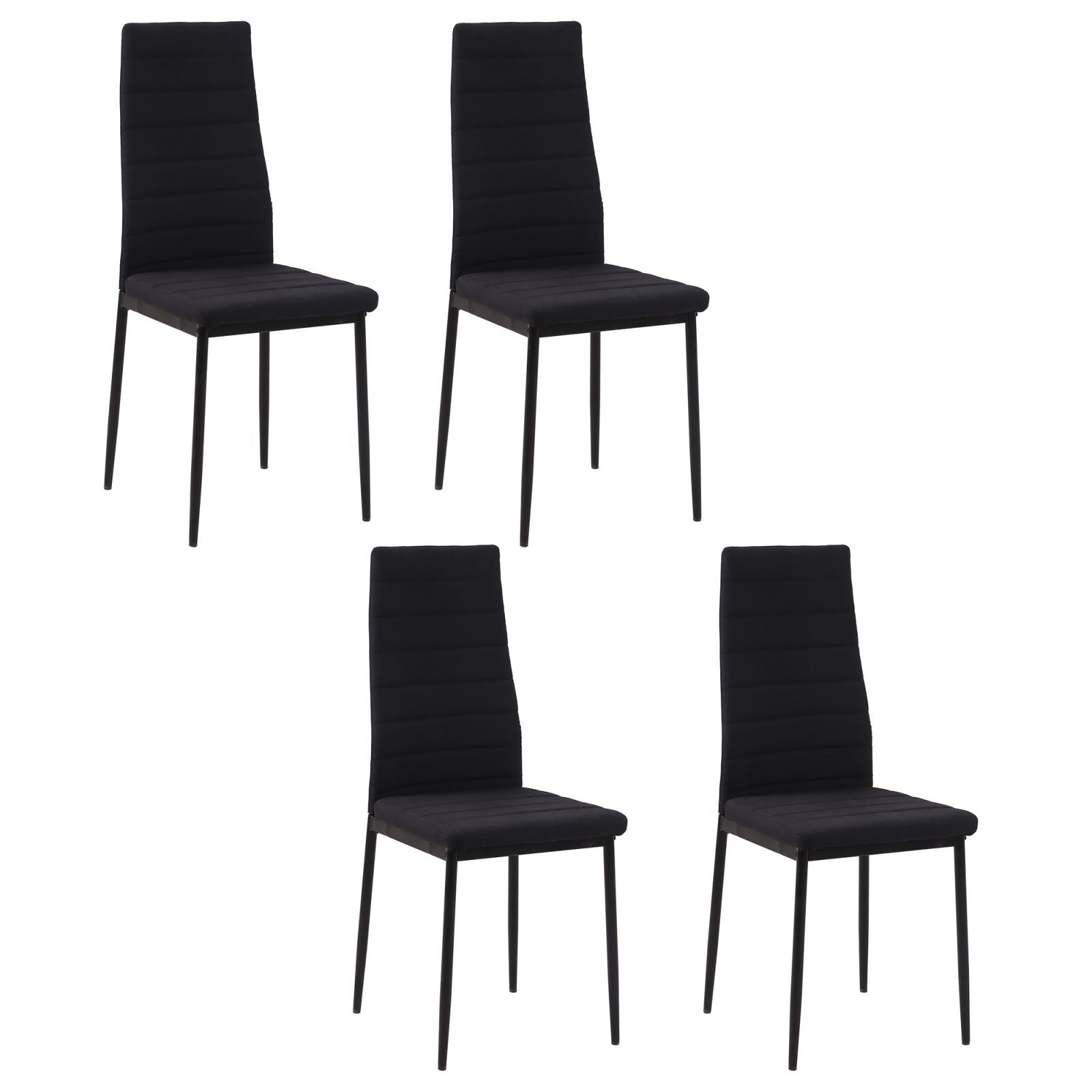 EASYCOMFORT Set 4 Sedie Imbottite stile moderno in Metallo e Tessuto - Nero