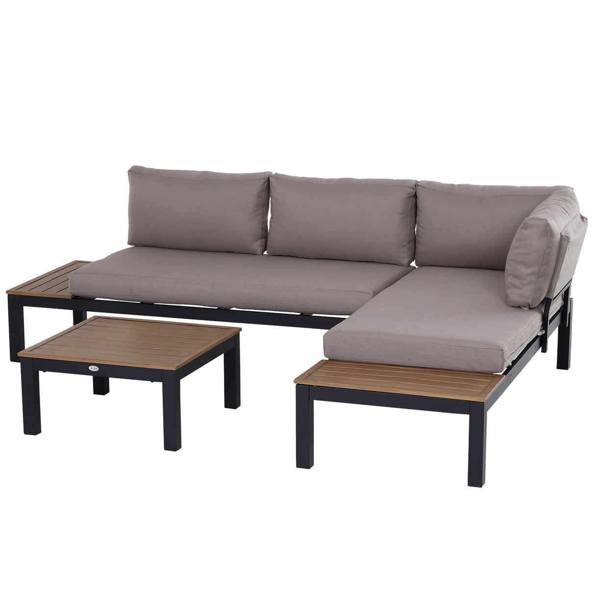 easycomfort easycomfort set da giardino 3 pezzi 2 divani a 2 posti e 1 tavolino da caffe in alluminio grigio