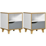 easycomfort easycomfort set di 2 comodini moderni con cassetto e ripiano in mdf 36 8x33x43 8cm bianco e grigio