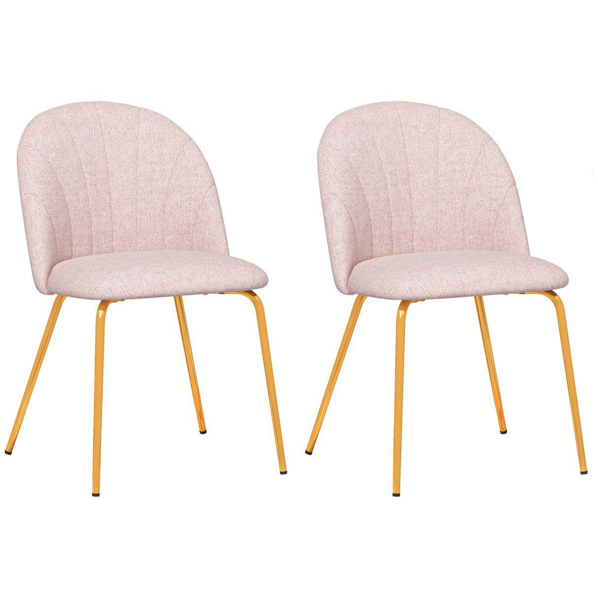 easycomfort easycomfort set di 2 sedie da pranzo in tessuto effetto lino con gambe in acciaio 55 5x59x81 cm rosa e oro