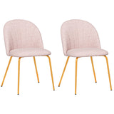 easycomfort easycomfort set di 2 sedie da pranzo in tessuto effetto lino con gambe in acciaio 55 5x59x81 cm rosa e oro