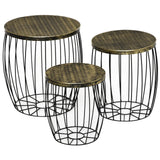 easycomfort easycomfort set di 3 tavolini da giardino impilabili arredamento da esterno stile industriale in metallo nero ean 8054144134789