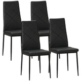 easycomfort easycomfort set di 4 sedie da pranzo con schienale alto in finta pelle e acciaio 41x50x97cm nero