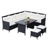 easycomfort easycomfort set mobili in pe rattan da esterno giardino 6 pezzi divano con cuscini e tavolino nero