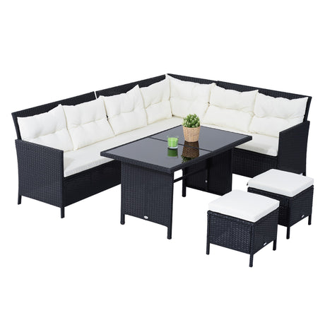 easycomfort easycomfort set mobili in pe rattan da esterno giardino 6 pezzi divano con cuscini e tavolino nero