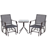 easycomfort easycomfort set mobili per esterno 2 sedie a dondolo con poggiapiedi e tavolino struttura in acciaio marrone e tessuto grigio ean 8054144135984