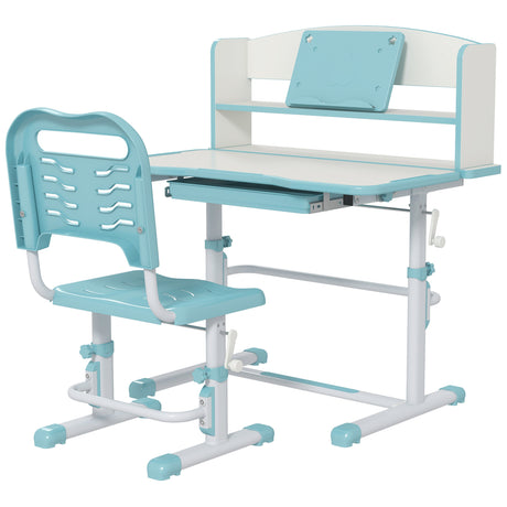 easycomfort easycomfort set scrivania per bambini con sedia regolabile in altezza e piano inclinabile eta 6 12 anni blu