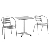 easycomfort easycomfort set tavolino e 2 sedie da esterno e giardino in alluminio e acciaio inox