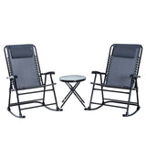 easycomfort easycomfort set tavolino e sedie da giardino pieghevoli e a dondolo grigie ean 8055776912301