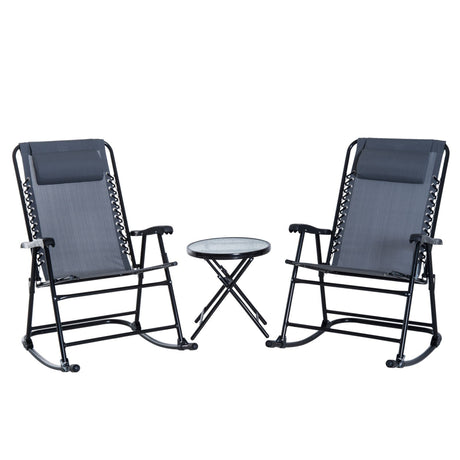 easycomfort easycomfort set tavolino e sedie da giardino pieghevoli e a dondolo grigie ean 8055776912301