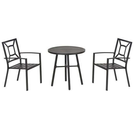 easycomfort easycomfort set tavolo e 2 sedie da giardino in acciaio per esterni nero ean 8055776911359