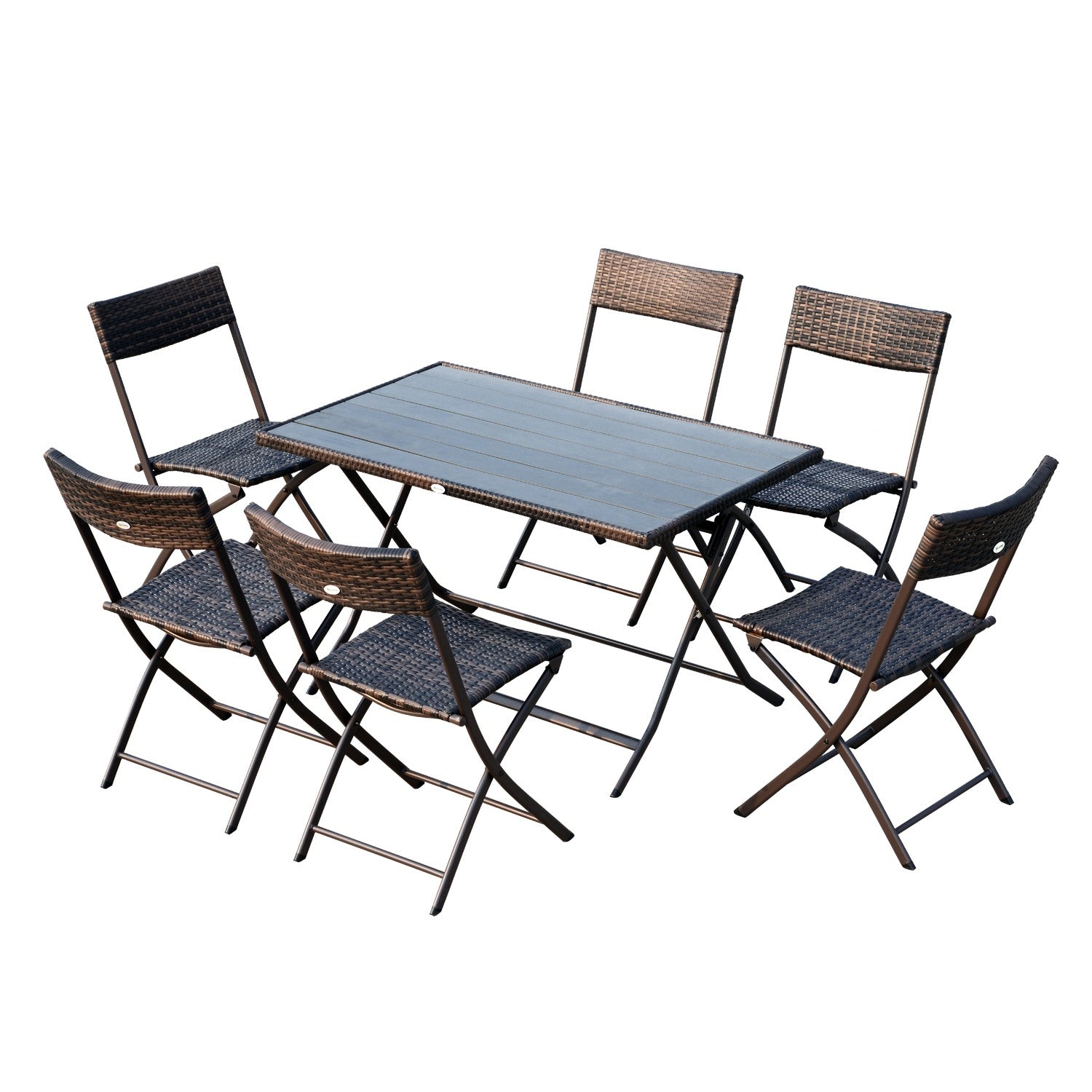 Outsunny Tavolo da Giardino per 8 Persone in Alluminio, Tavolo da Esterno  in Plastica per Terrazzo e Balcone, Nero e Color Legno