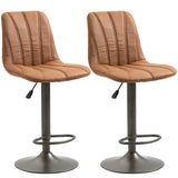 easycomfort easycomfort sgabello regolabile vintage da bar e cucina set 2 pezzi con poggiapiedi base in acciaio e rivestimento in pelle 45x54x96 117cm marrone e grigio