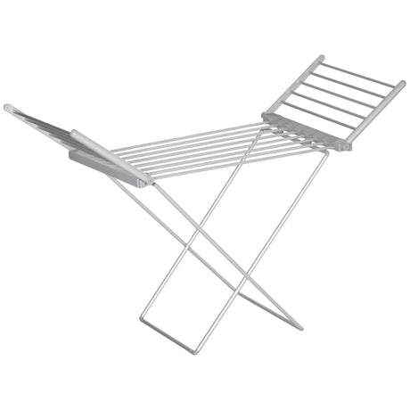 easycomfort easycomfort stendino elettrico riscaldato con ali pieghevole salvaspazio in lega di alluminio 144x53x96cm argento