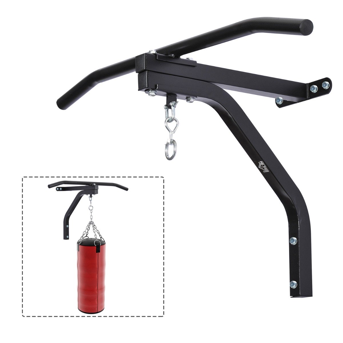 easycomfort easycomfort supporto per sacco da boxe barra pull up per sollevamento portata 130kg in acciaio nero 93x47x51cm ean 8054111840798