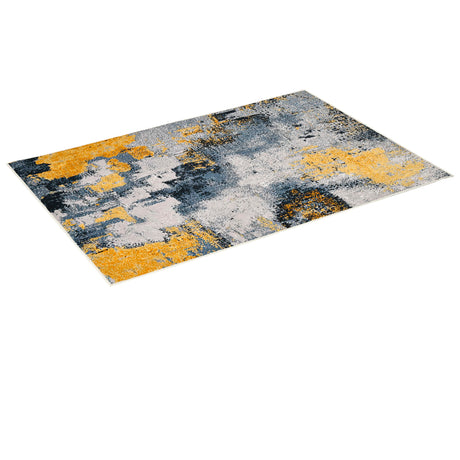 easycomfort easycomfort tappeto moderno pelo corto in poliestere per interni 200x140cm grigio giallo bianco