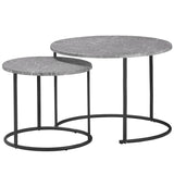 easycomfort easycomfort tavolini da salotto set 2 pezzi con piano effetto marmo in metallo nero