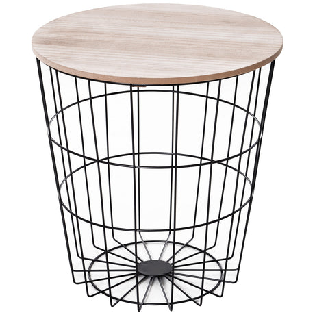 easycomfort easycomfort tavolino contenitore rotondo in legno e metallo nero 39 5x43cm ean 8054111841214