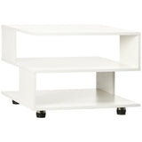 easycomfort easycomfort tavolino da caffe asimmetrico in legno con ripiani e piedini regolabili 60x60x45cm bianco