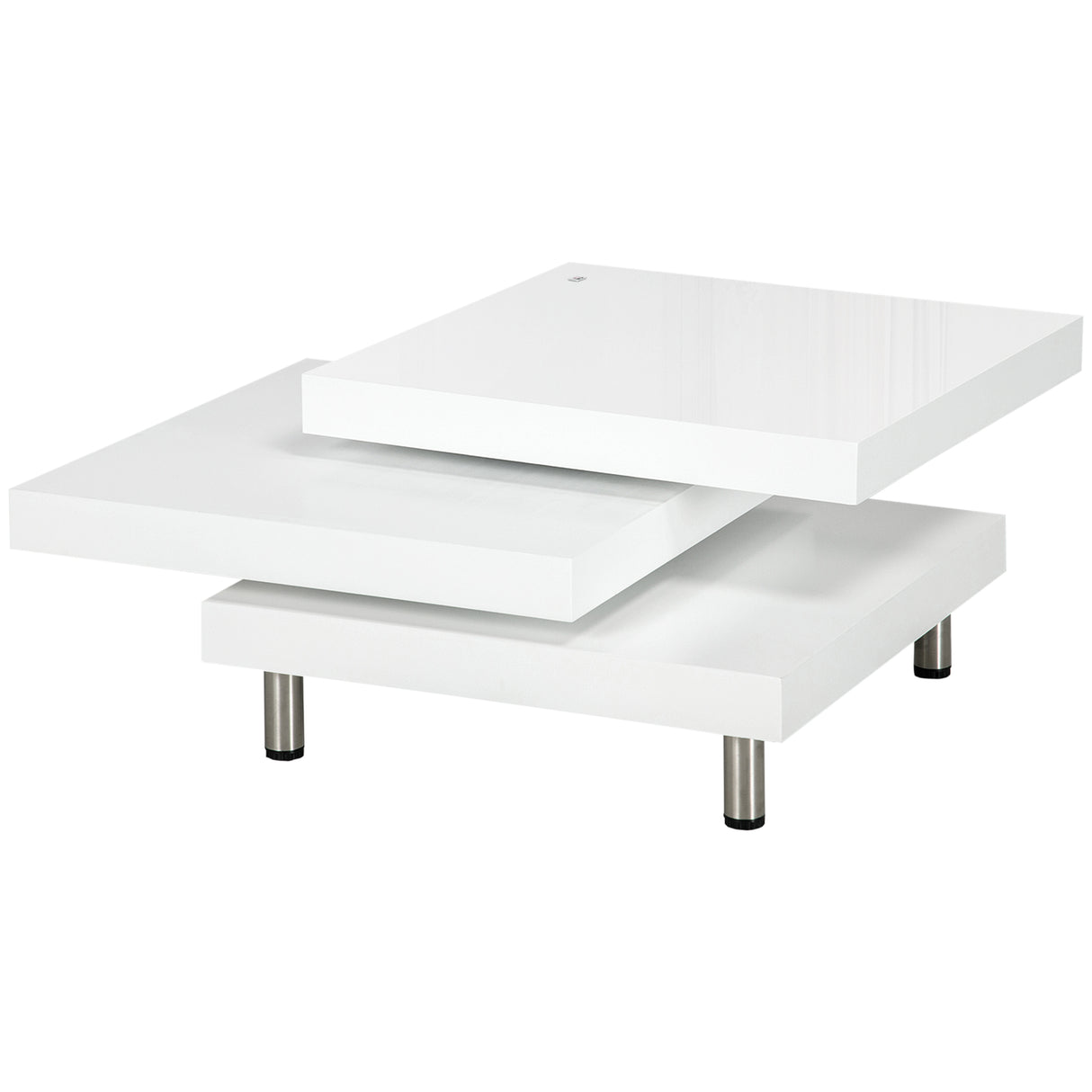 easycomfort easycomfort tavolino da caffe da salotto e studio a 3 livelli in mdf con 2 piani rotanti 60x60x33 5 cm bianco