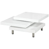easycomfort easycomfort tavolino da caffe da salotto e studio a 3 livelli in mdf con 2 piani rotanti 60x60x33 5 cm bianco