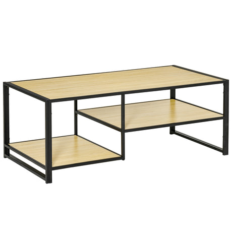 easycomfort easycomfort tavolino da caffe in stile industriale a 3 ripiani in mdf e acciaio 120x60x46cm