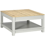 easycomfort easycomfort tavolino da caffe moderno in truciolato con ripiano aperto 80x80x42 5 cm grigio e color legno