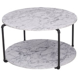 easycomfort easycomfort tavolino da caffe rotondo con 2 piani dappoggio in legno mdf effetto marmo ean 8054144130491