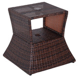 easycomfort easycomfort tavolino da esterno in rattan con foro per ombrellone marrone 54x54x55cm ean 8054144135755
